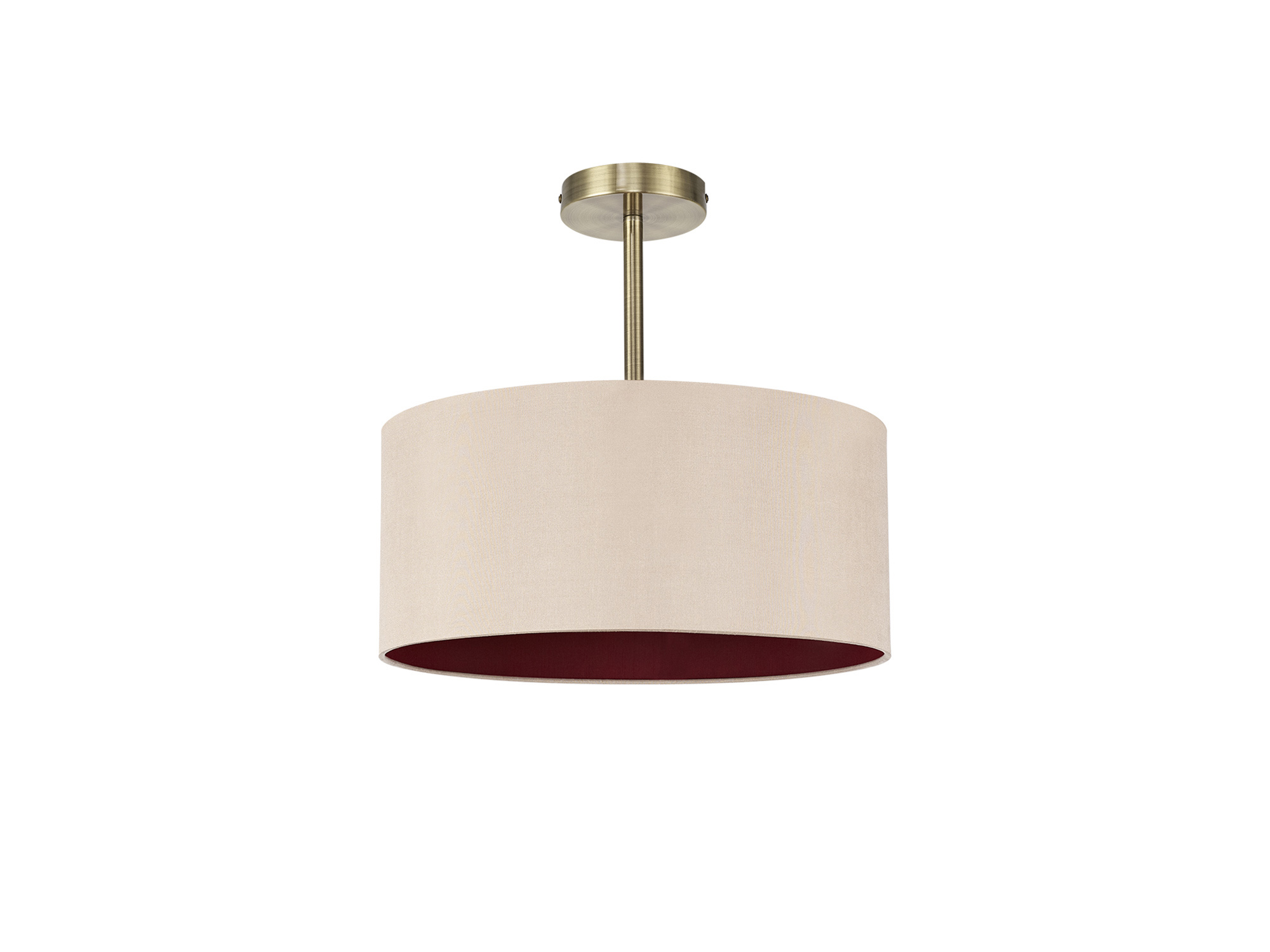 Baymont 40cm Semi Flush 1 Light Antique Brass, Antique Gold/Ruby DK0172  Deco Baymont